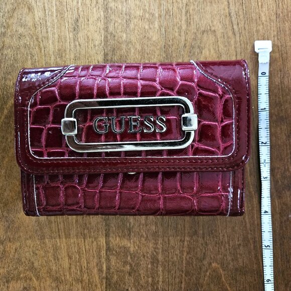 GUESS, Burgundy faux crocodile print wallet - Picture 3 of 7